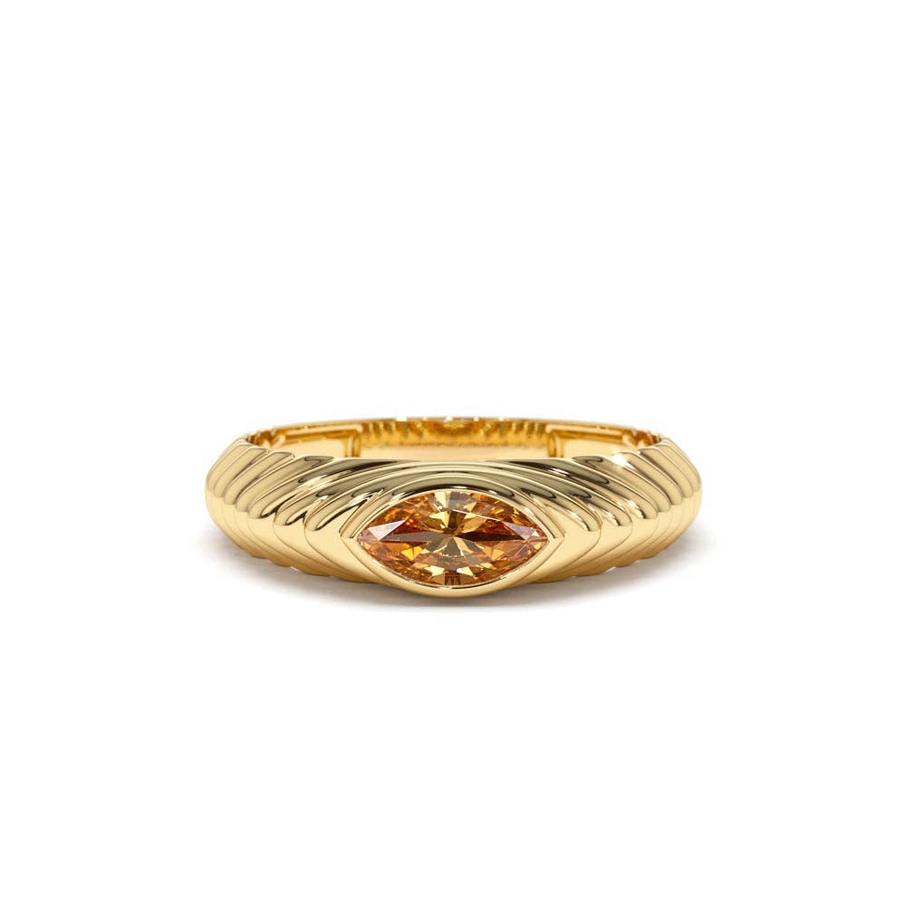 14K Marquise Shape Citrine Beveled Ring by Orlina Fine