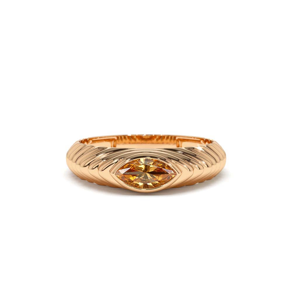 14K Marquise Shape Citrine Beveled Ring - view 2