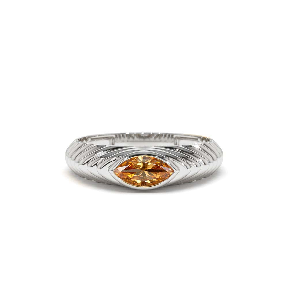 14K Marquise Shape Citrine Beveled Ring - view 3
