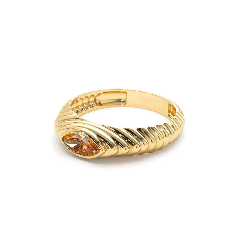 14K Marquise Shape Citrine Beveled Ring - view 4