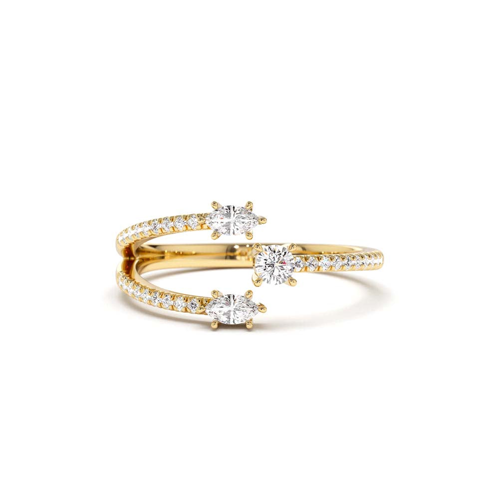 14K Open Design Marquise Diamond Claw Ring by Orlina Fine