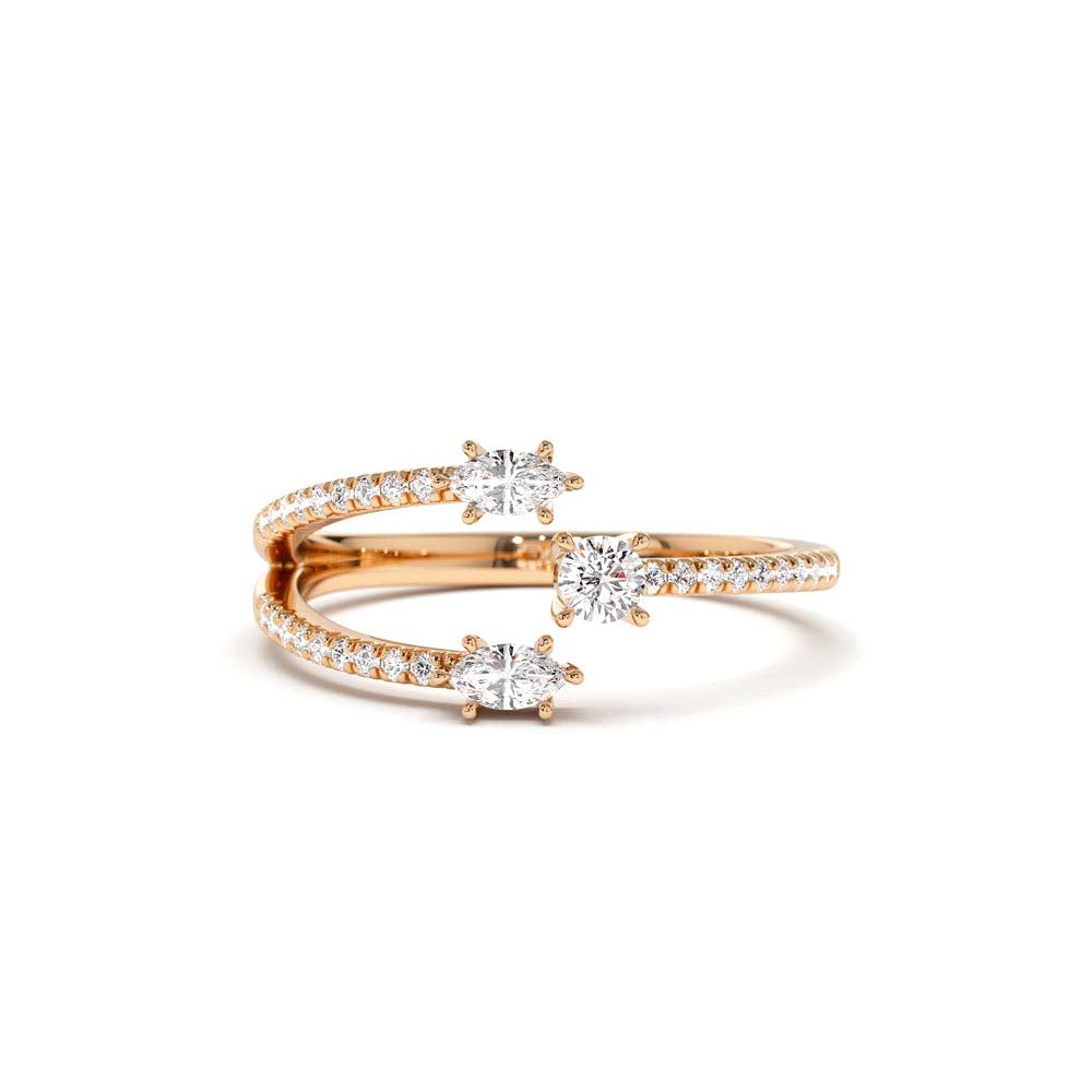 14K Open Design Marquise Diamond Claw Ring - view 2