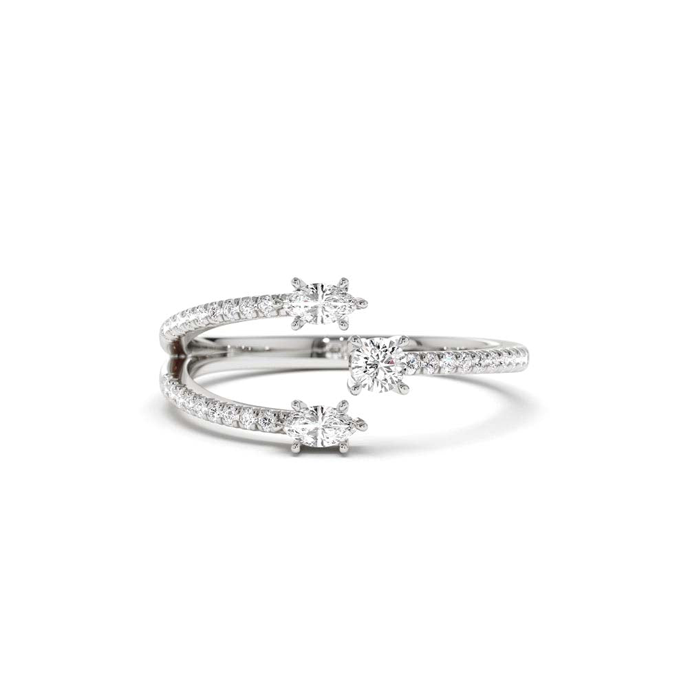 14K Open Design Marquise Diamond Claw Ring - view 3