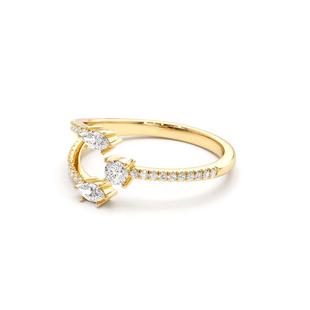 14K Open Design Marquise Diamond Claw Ring - view 4