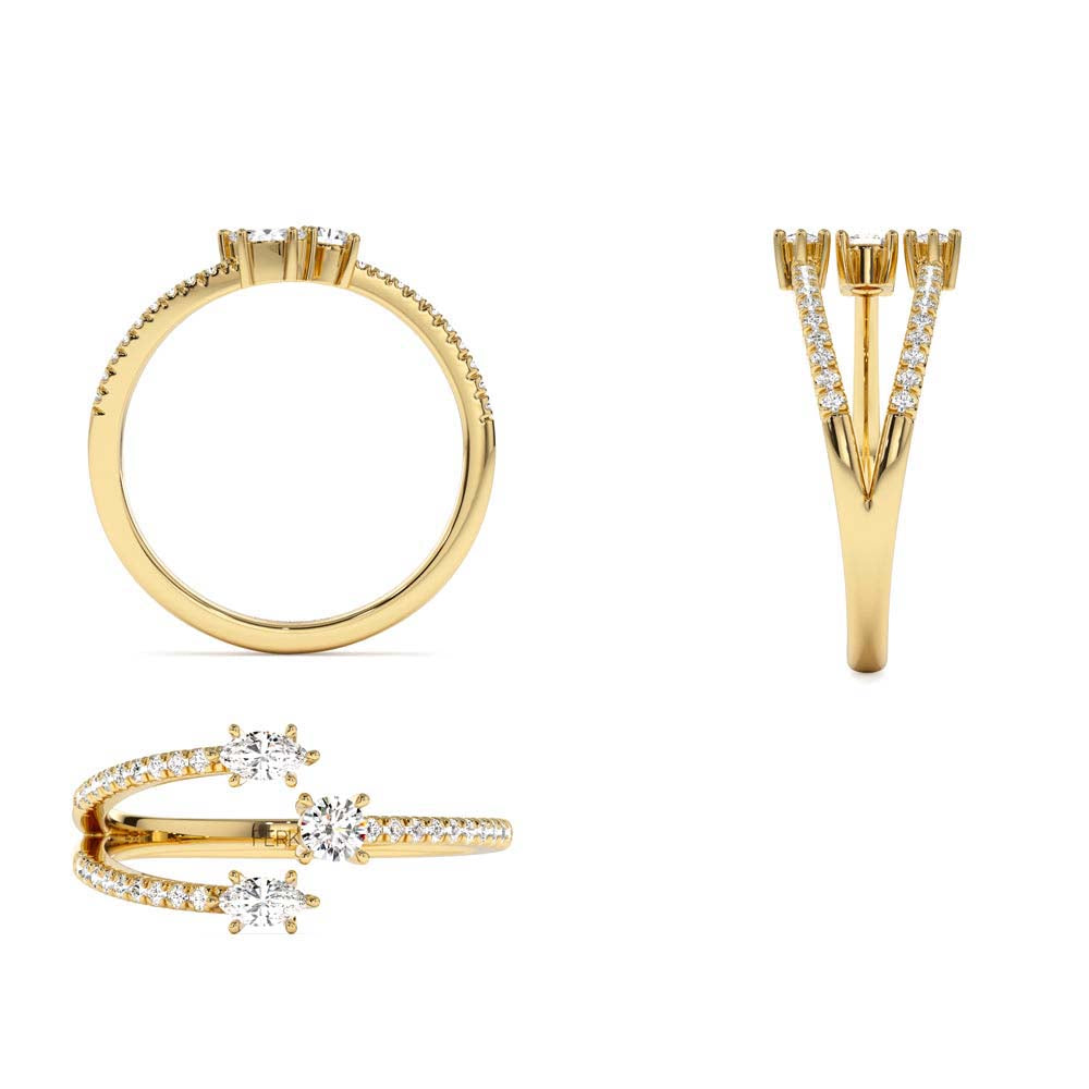 14K Open Design Marquise Diamond Claw Ring - view 5