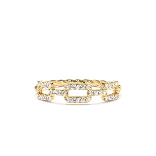 14K Chain Link Diamond Ring with Twisted Rope Band by Orlina Fine