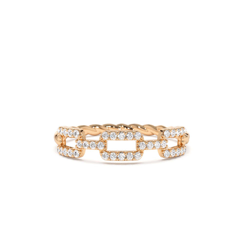 14K Chain Link Diamond Ring with Twisted Rope Band - view 2