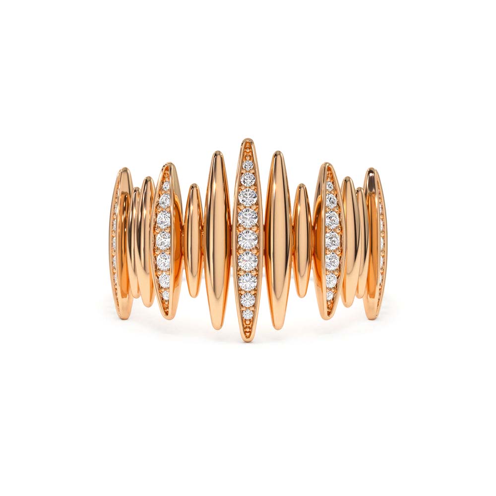 14K Unique Diamond Spike Ring - view 2