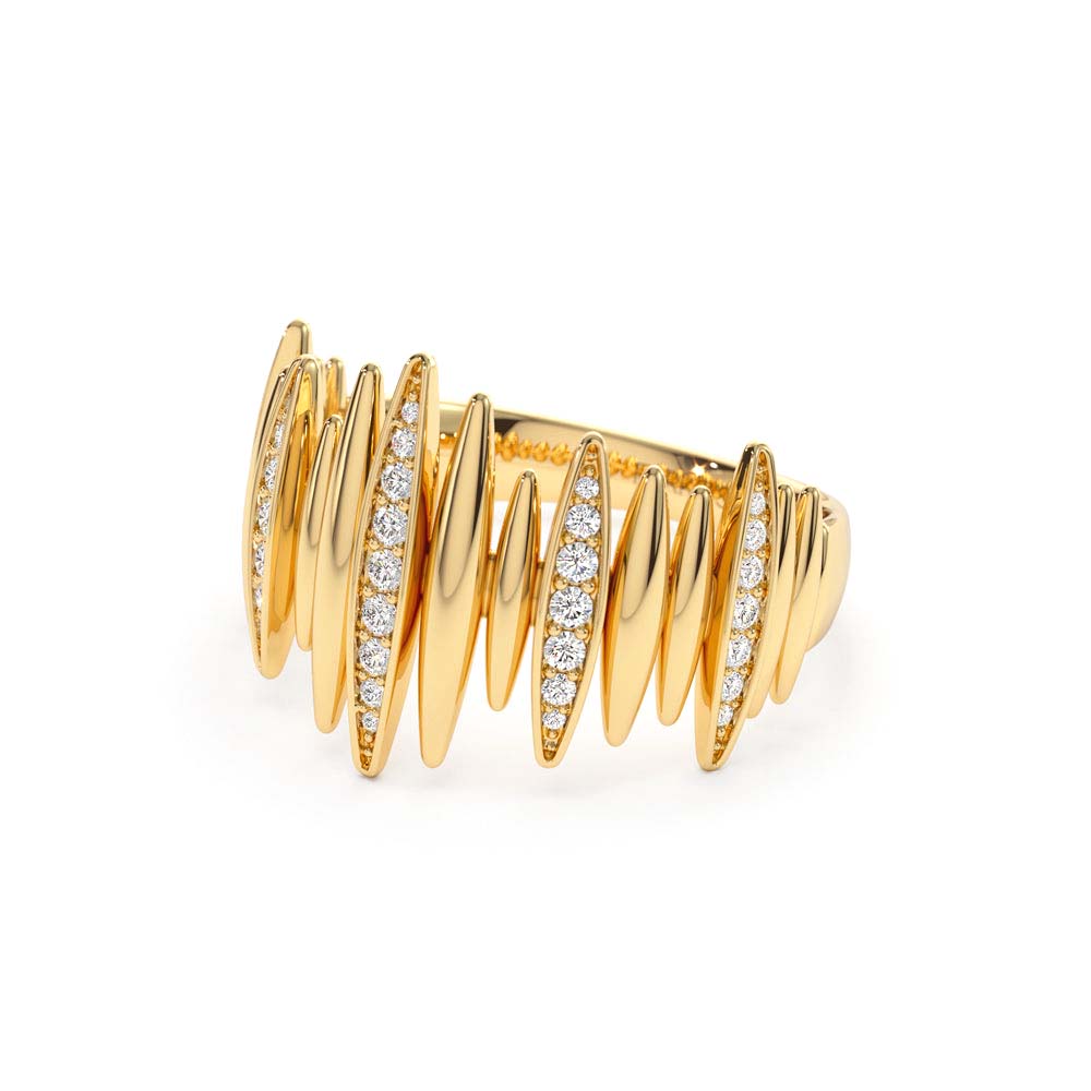 14K Unique Diamond Spike Ring - view 4