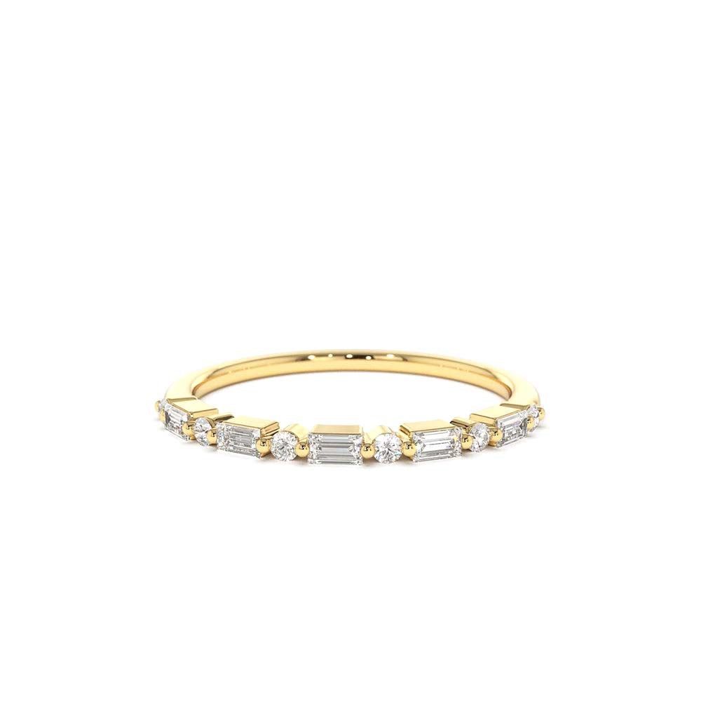 14K Baguette and Round Diamond Ring by Orlina Fine