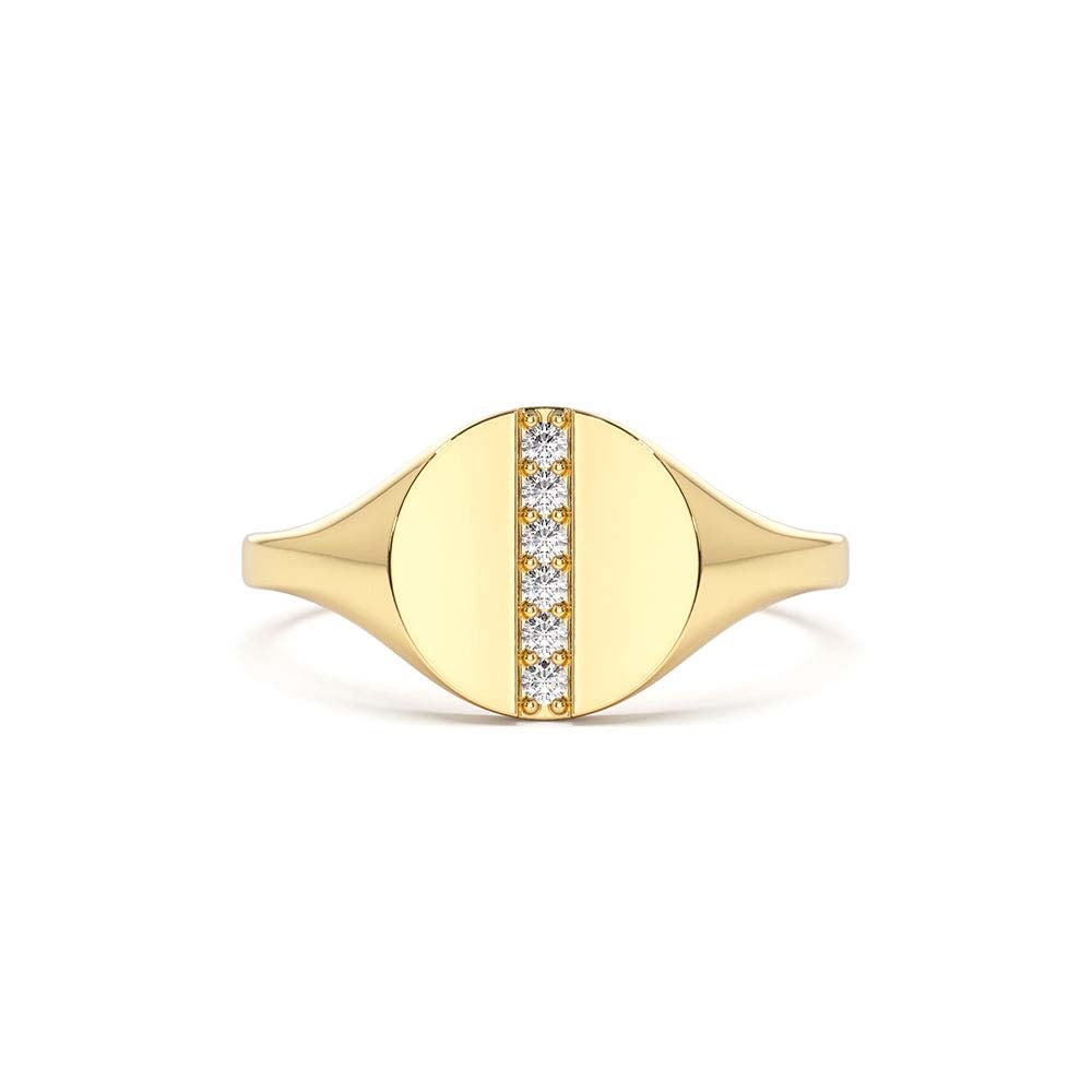 14K Pave Diamond Line Signet Pinky Ring by Orlina Fine