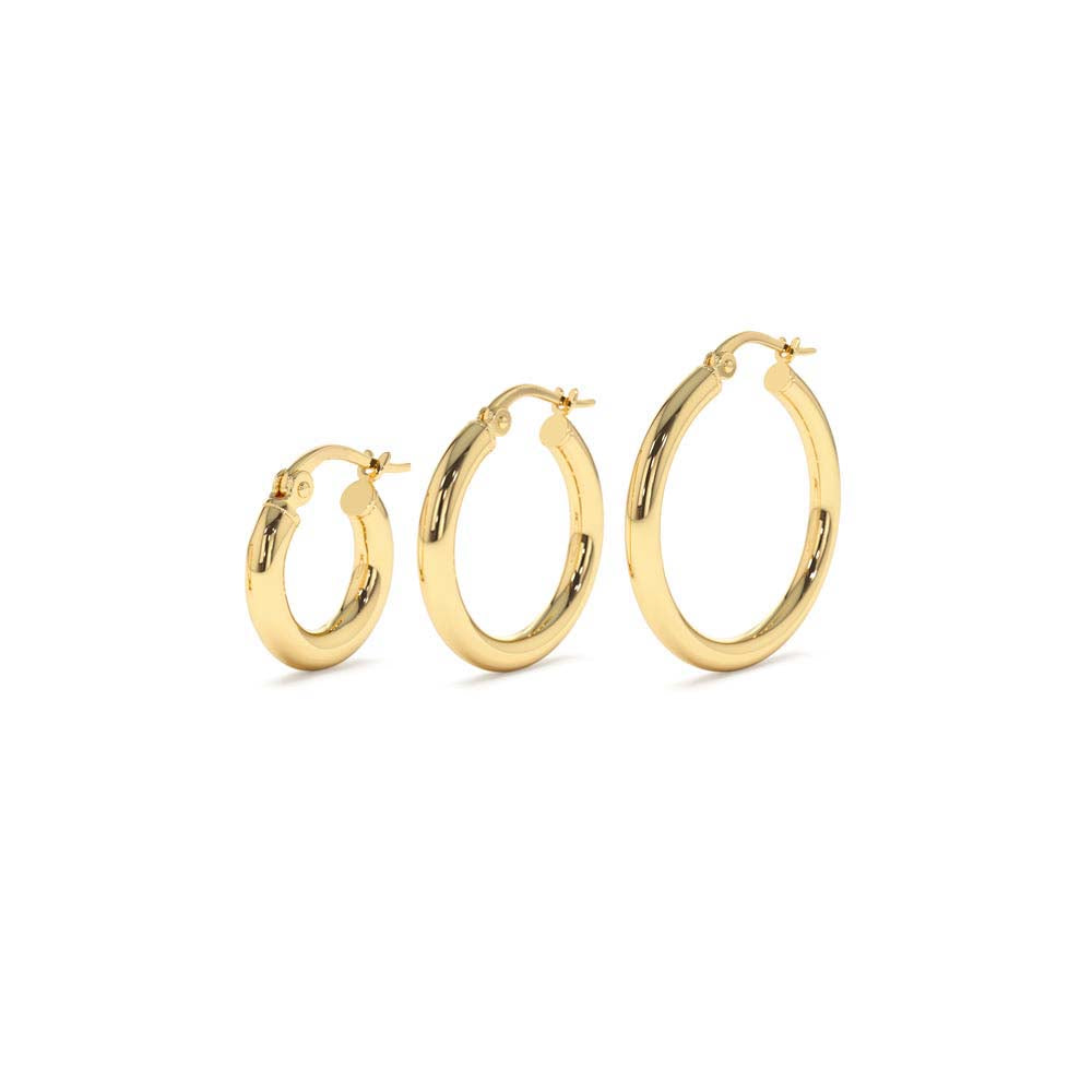 14K Gold Hoops 14-21.5-26.5 MM by Orlina Fine