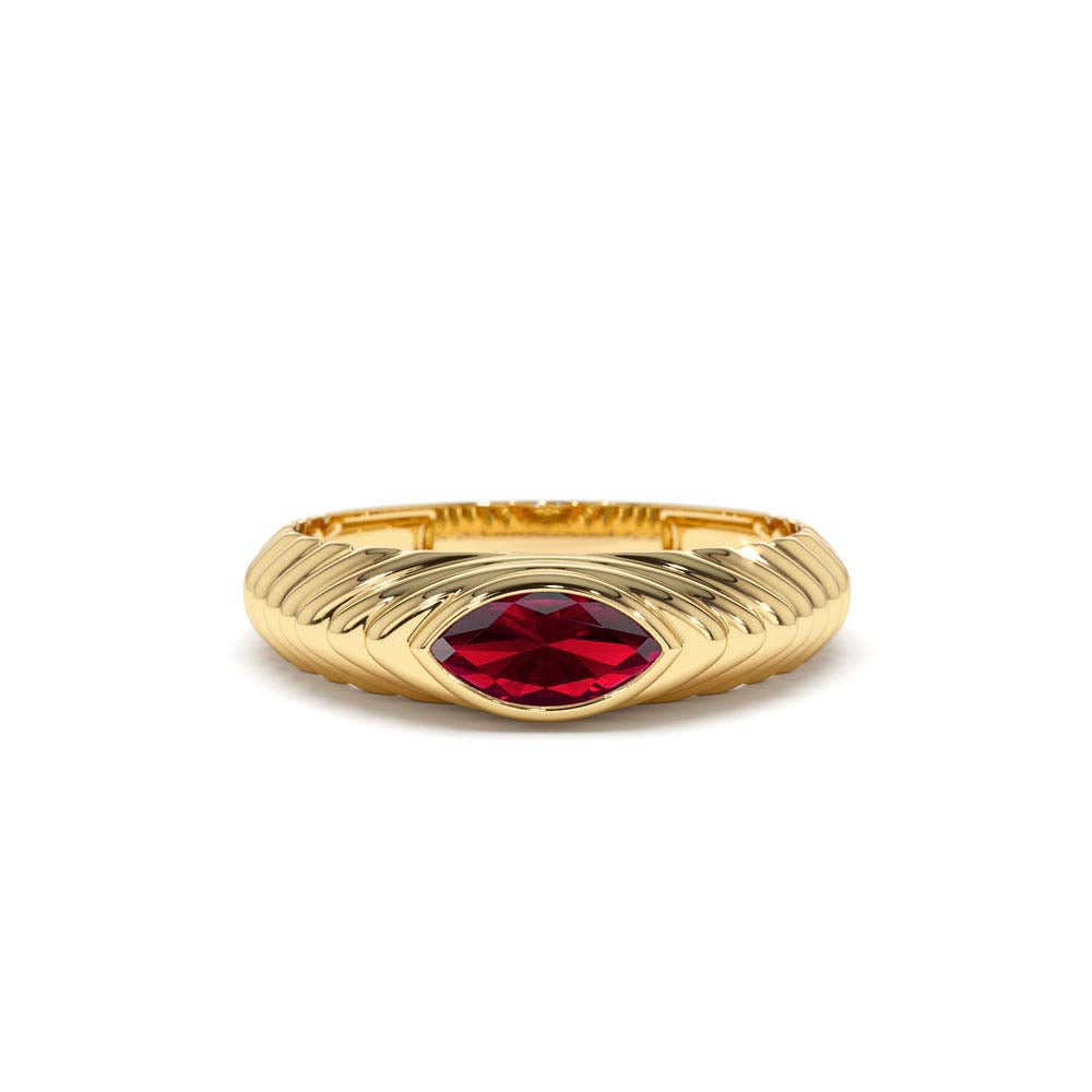 14K Marquise Shape Garnet Beveled Ring by Orlina Fine