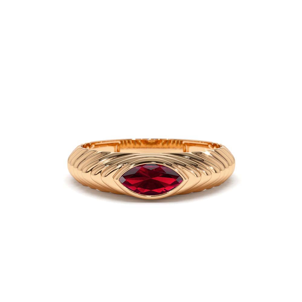 14K Marquise Shape Garnet Beveled Ring - view 2