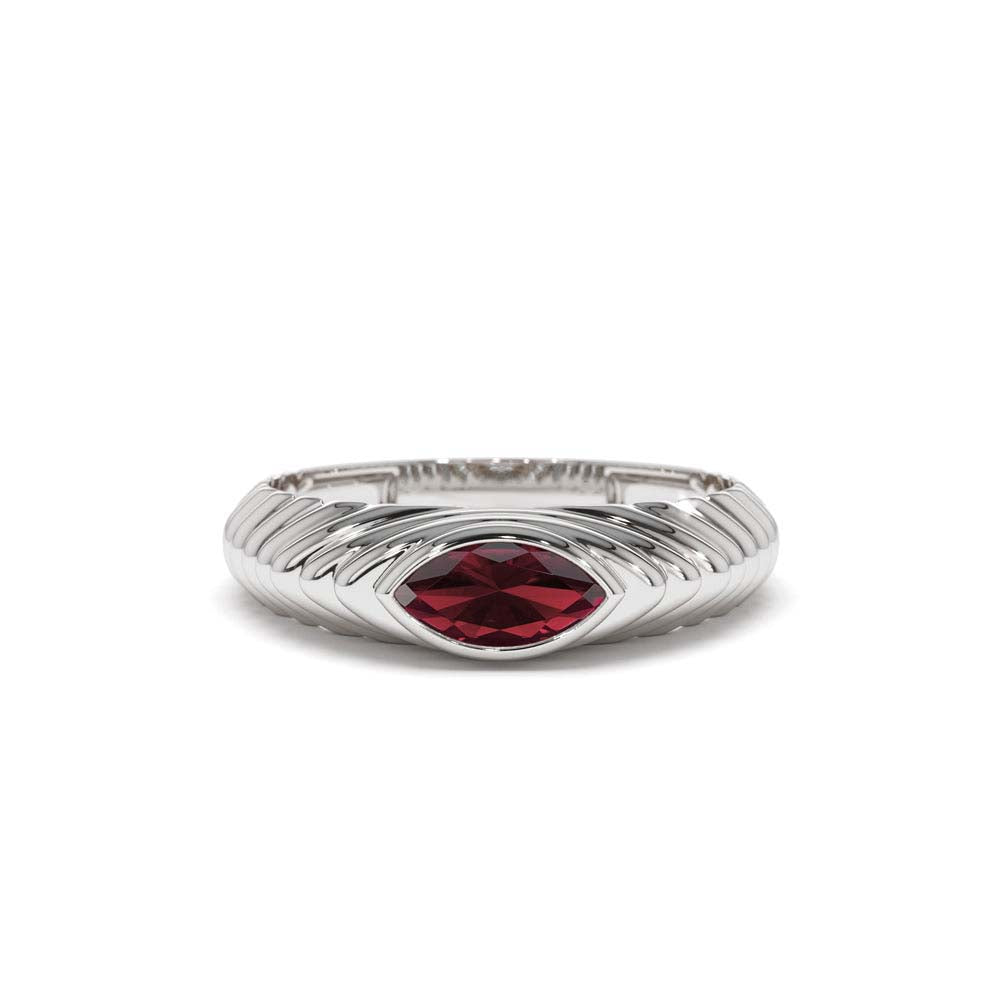 14K Marquise Shape Garnet Beveled Ring - view 3