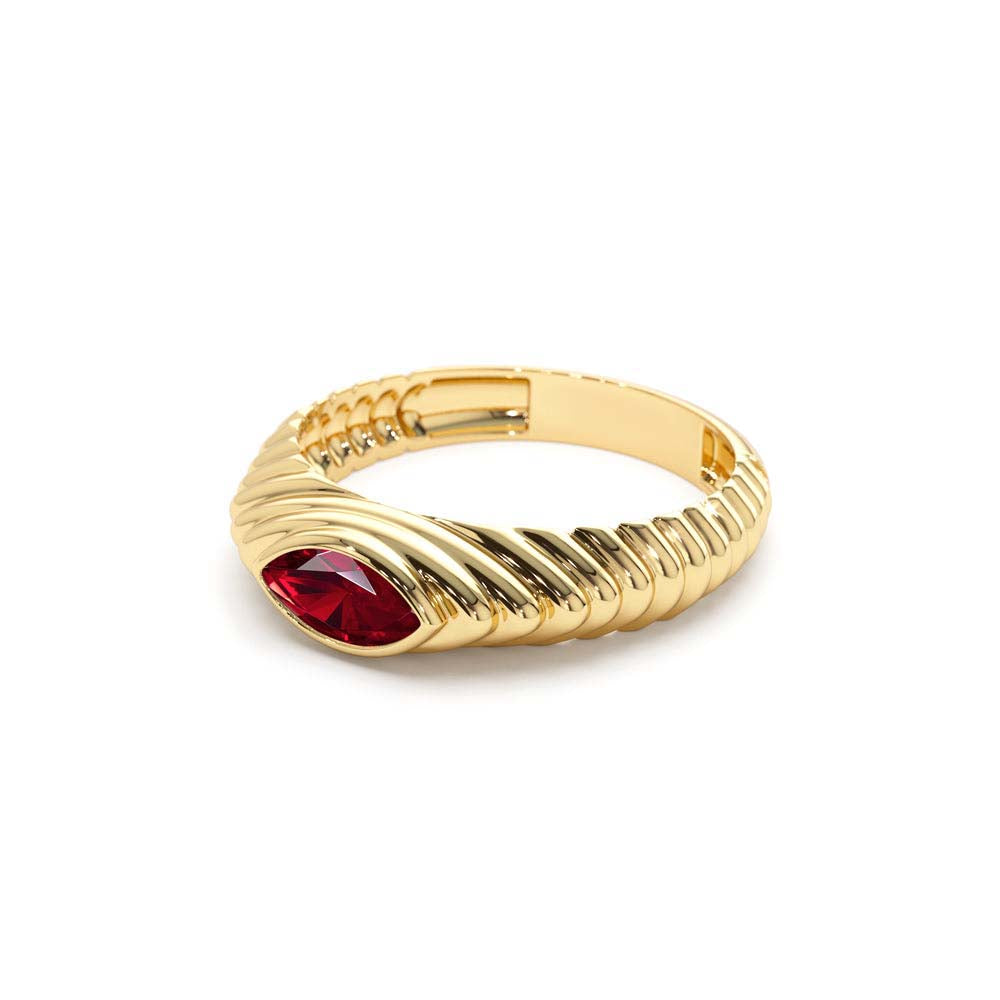 14K Marquise Shape Garnet Beveled Ring - view 4