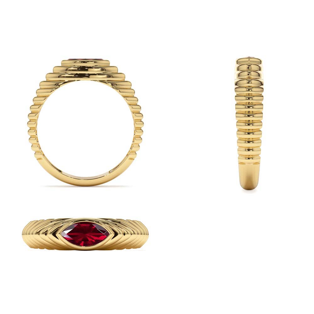 14K Marquise Shape Garnet Beveled Ring - view 5