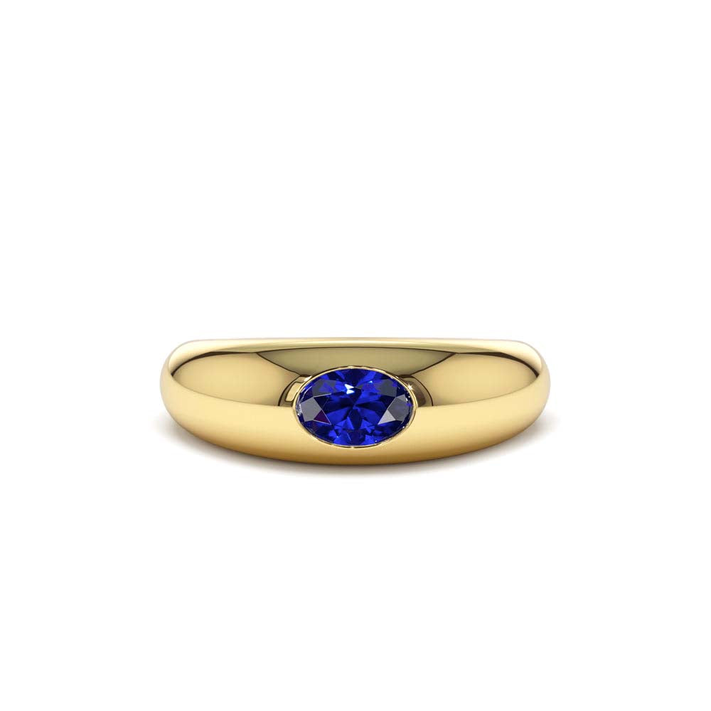 14K Flush Set Oval Sapphire Dome Ring by Orlina Fine