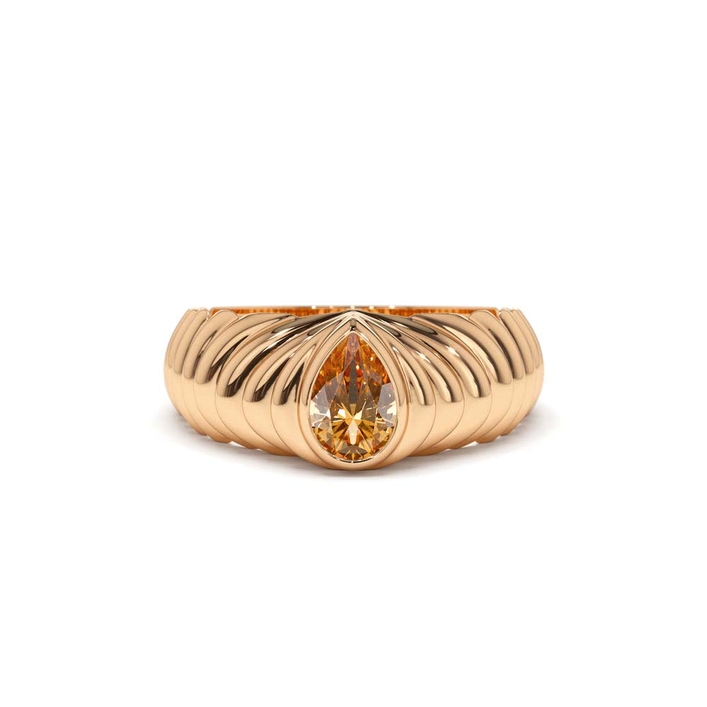 14K Pear Shape Citrine Beveled Ring - view 2