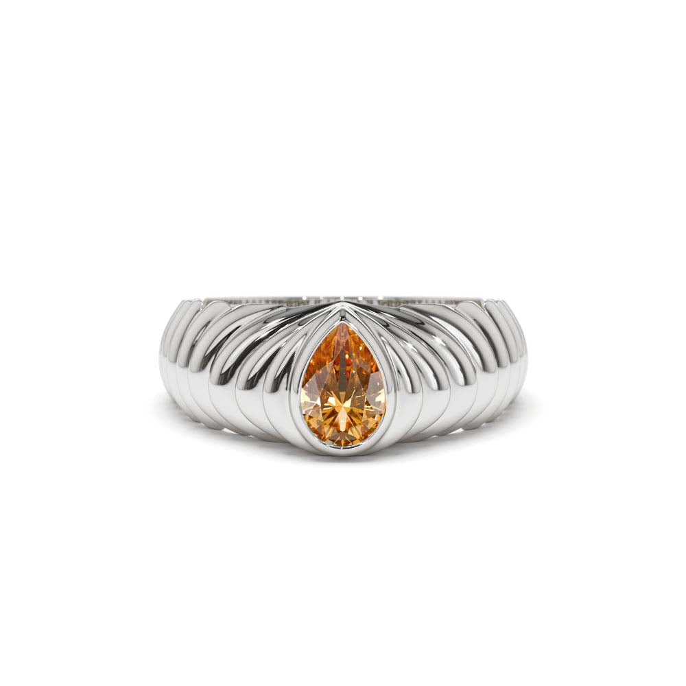 14K Pear Shape Citrine Beveled Ring - view 3