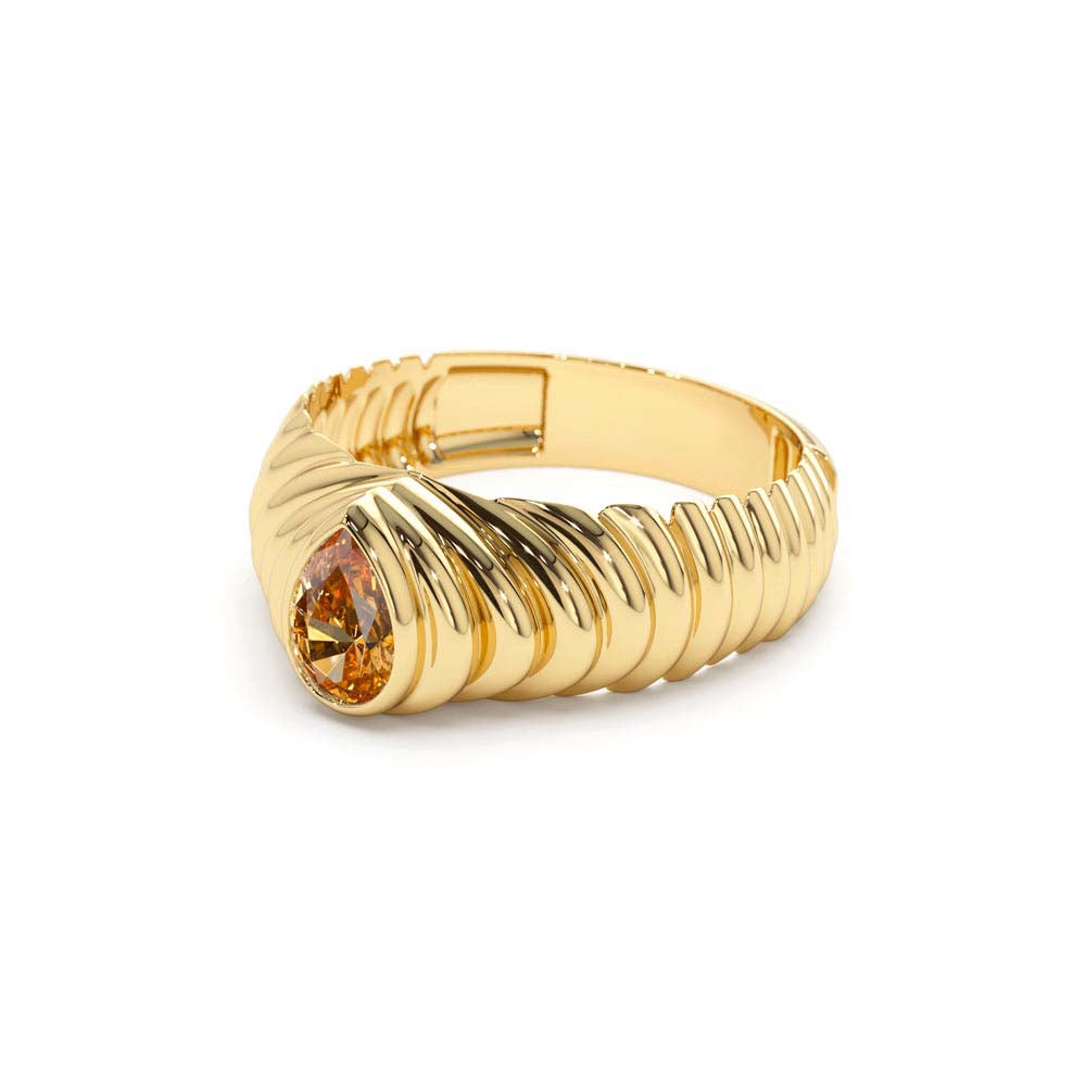 14K Pear Shape Citrine Beveled Ring - view 4