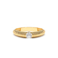 14K Gold Ribbed Gold Solitaire Diamond Ring by Orlina Fine