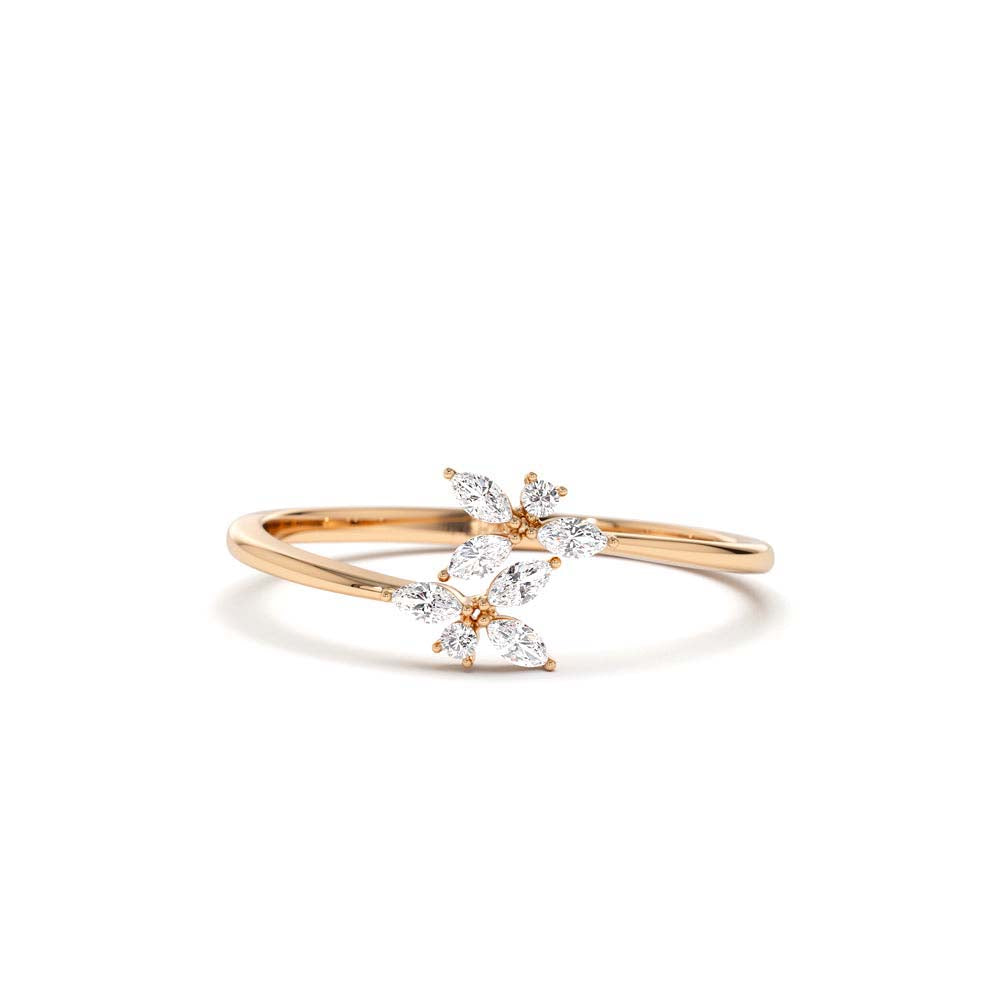 14K Marquise Diamond Trendy Stackable Ring - view 2