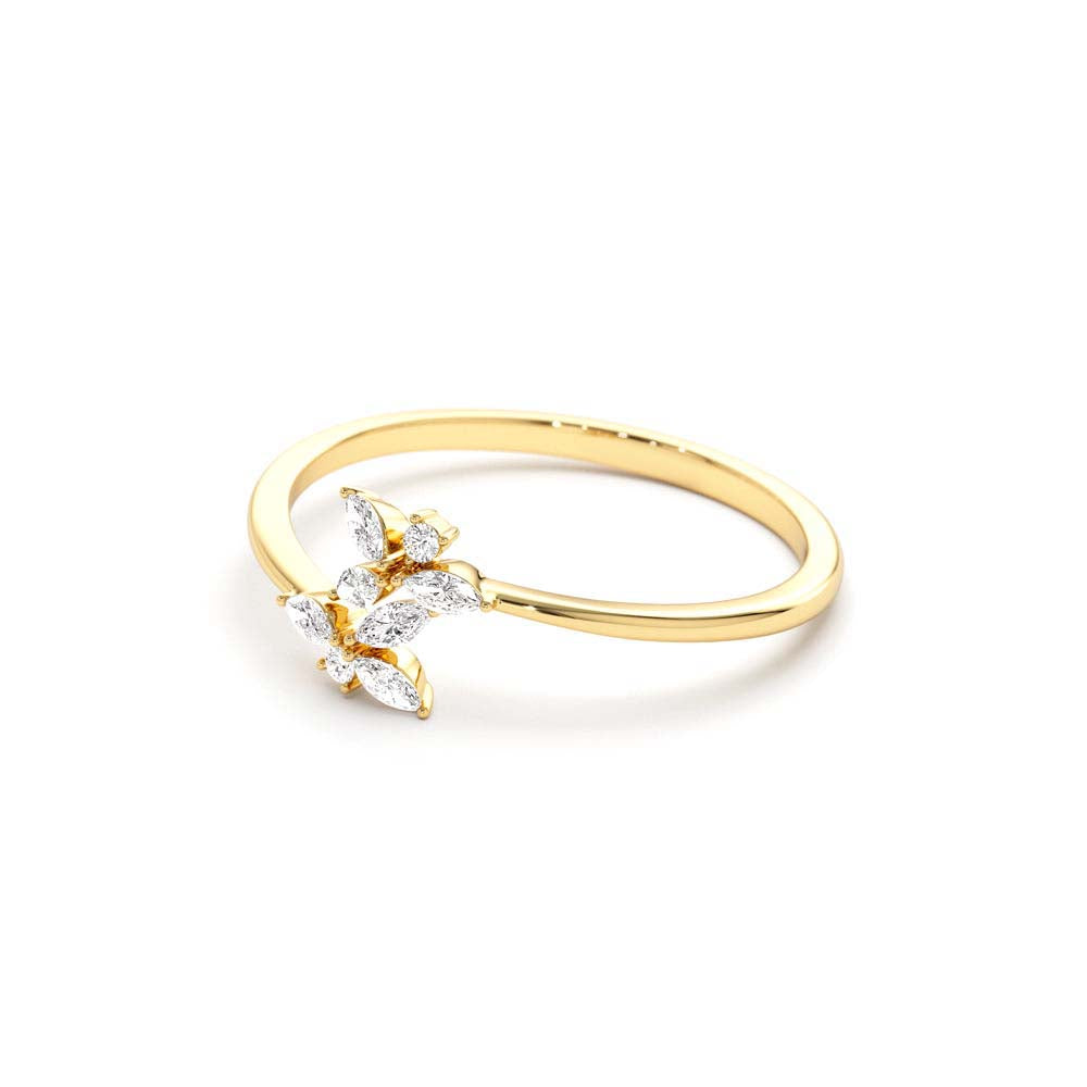 14K Marquise Diamond Trendy Stackable Ring - view 4