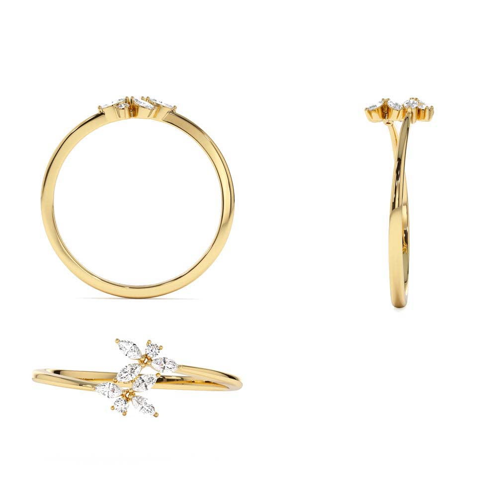 14K Marquise Diamond Trendy Stackable Ring - view 5