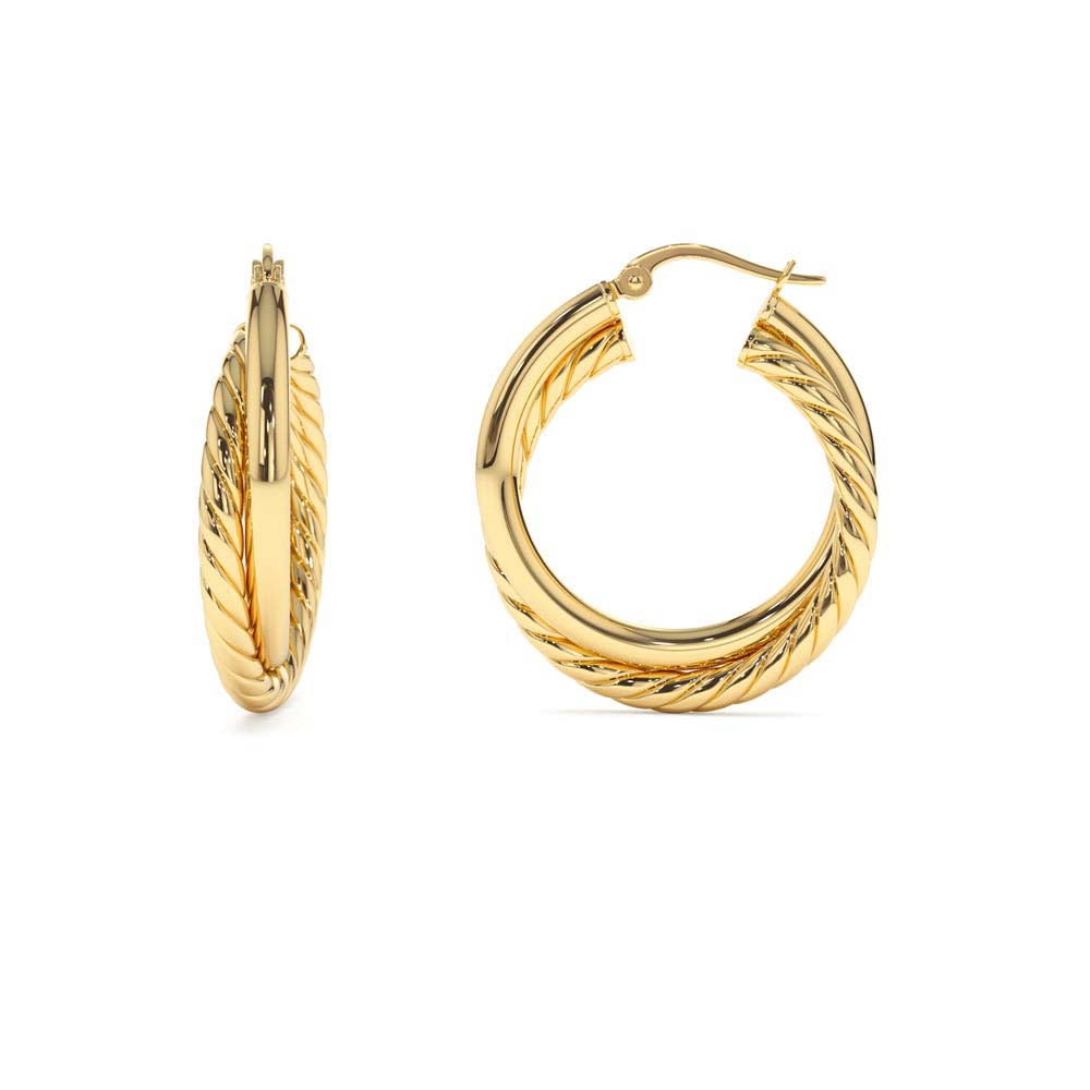 14K Intertwined Gold Hoop Earrings 30MM by Orlina Fine
