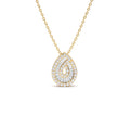 14K Teardrop Shape Baguette and Round Diamond Statement Necklace by Orlina Fine