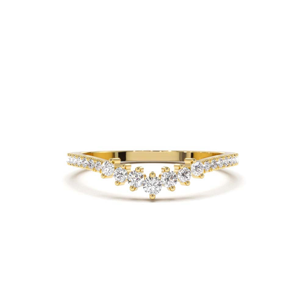 14K Curved Graduating Diamond Wedding Band by Orlina Fine