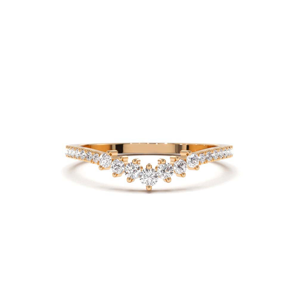 14K Curved Graduating Diamond Wedding Band - view 2