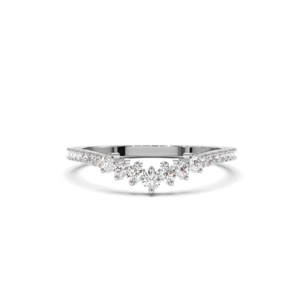14K Curved Graduating Diamond Wedding Band - view 3