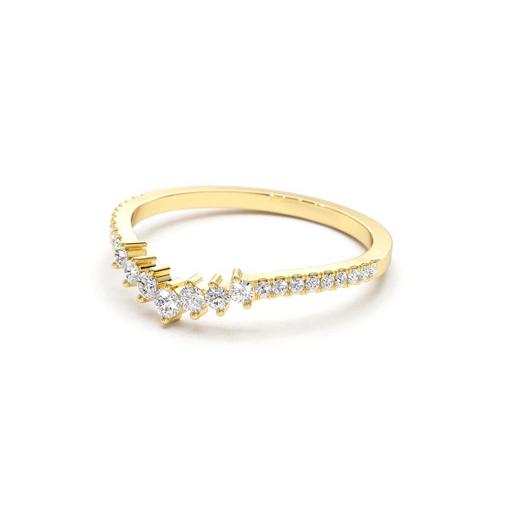 14K Curved Graduating Diamond Wedding Band - view 4