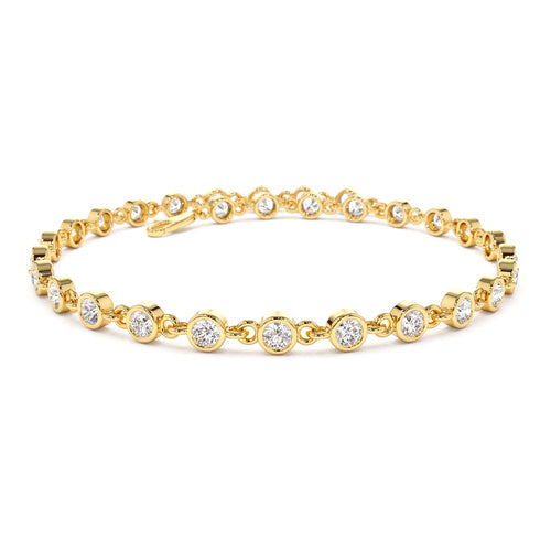 14K Bezel Setting Diamond Tennis Bracelet by Orlina Fine