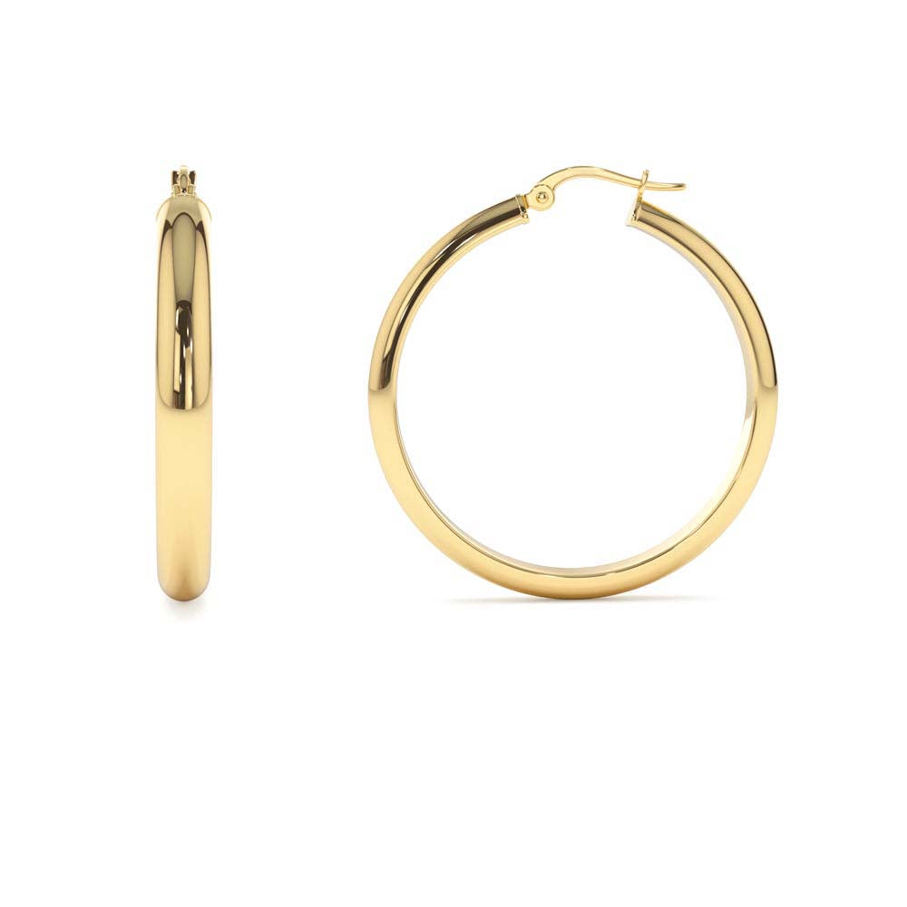 14K Large Gold Hoop Earrings 35MM - view 2