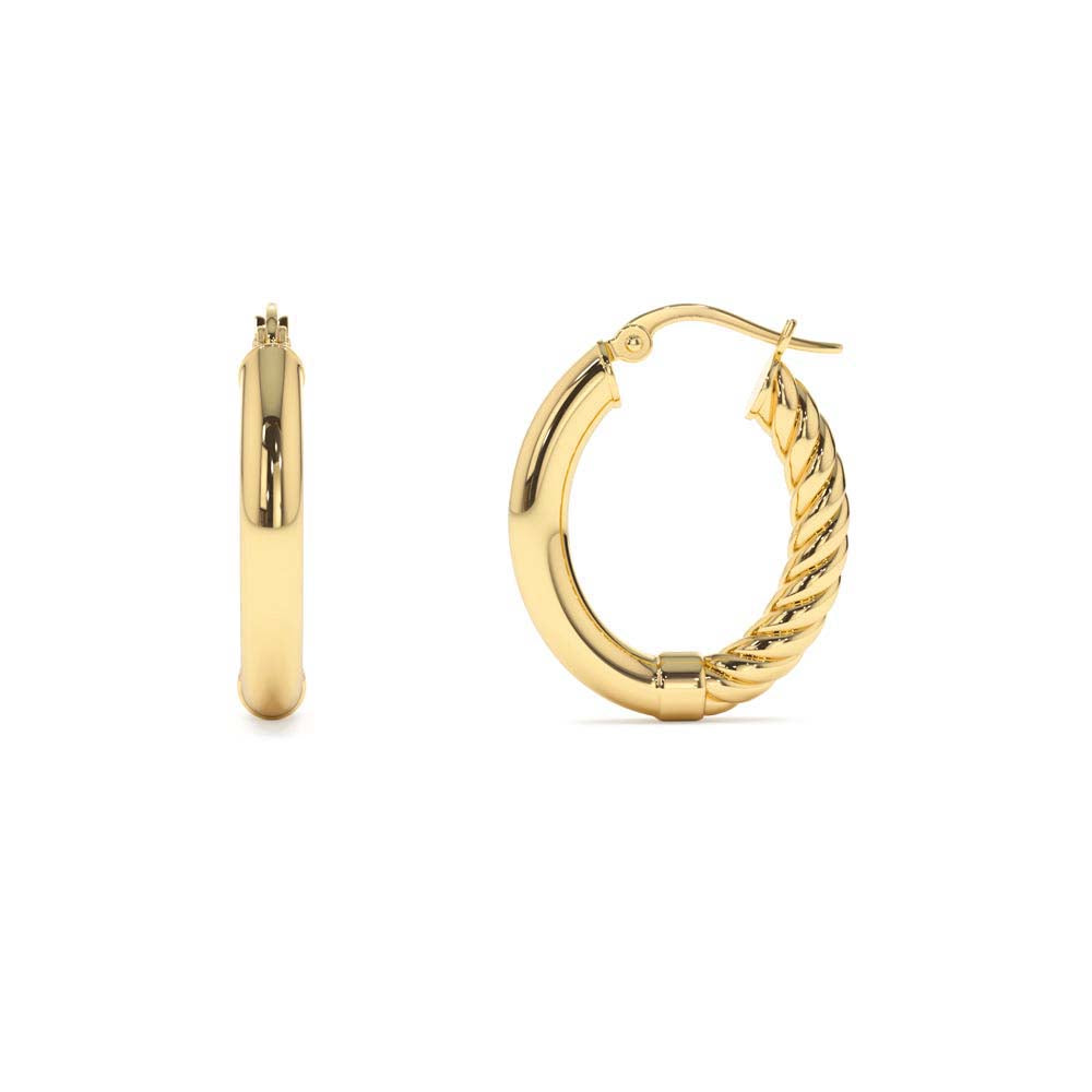 14K Inside-Out Gold Hoop Earrings 20MM by Orlina Fine