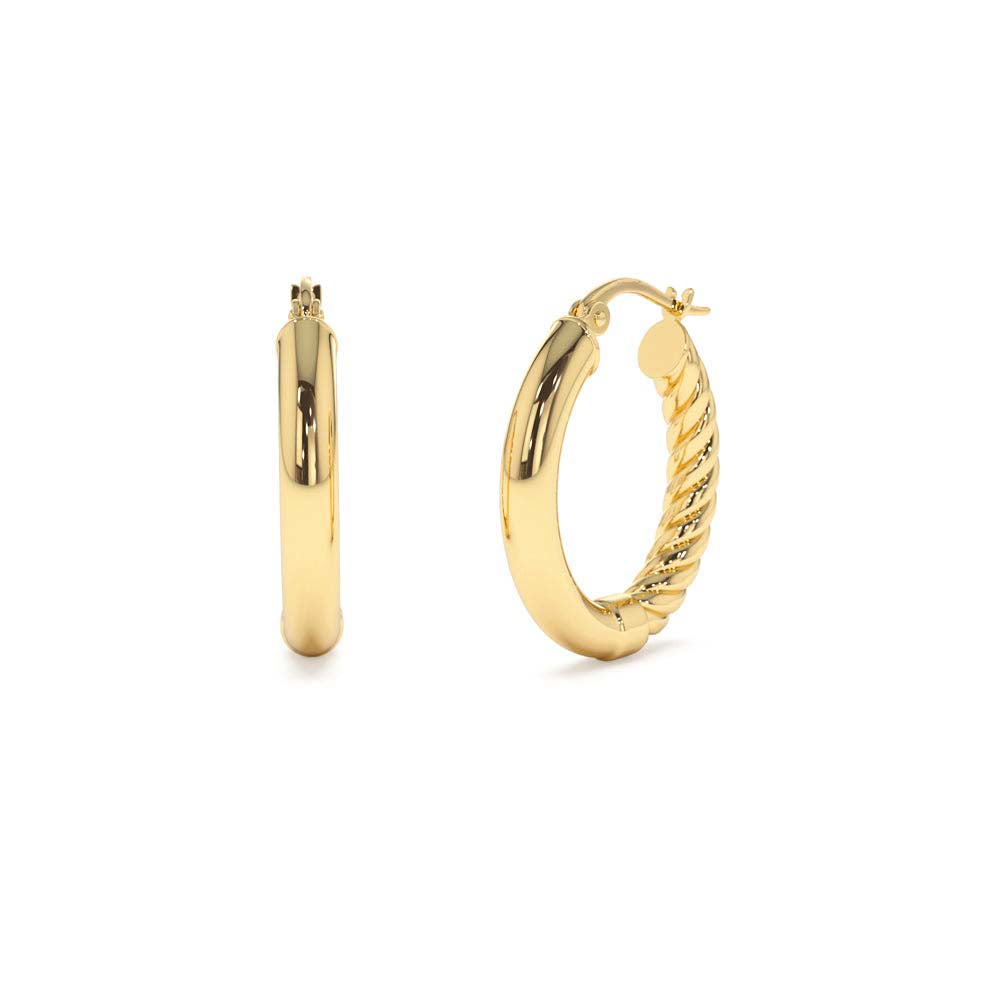 14K Inside-Out Gold Hoop Earrings 20MM - view 2