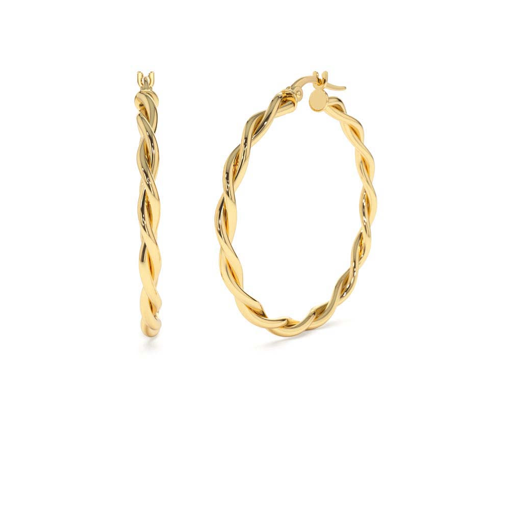 14K Twist Earrings 40MM by Orlina Fine