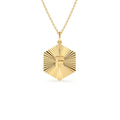 14K Sparkle Hexagon Disc Initial Necklace by Orlina Fine