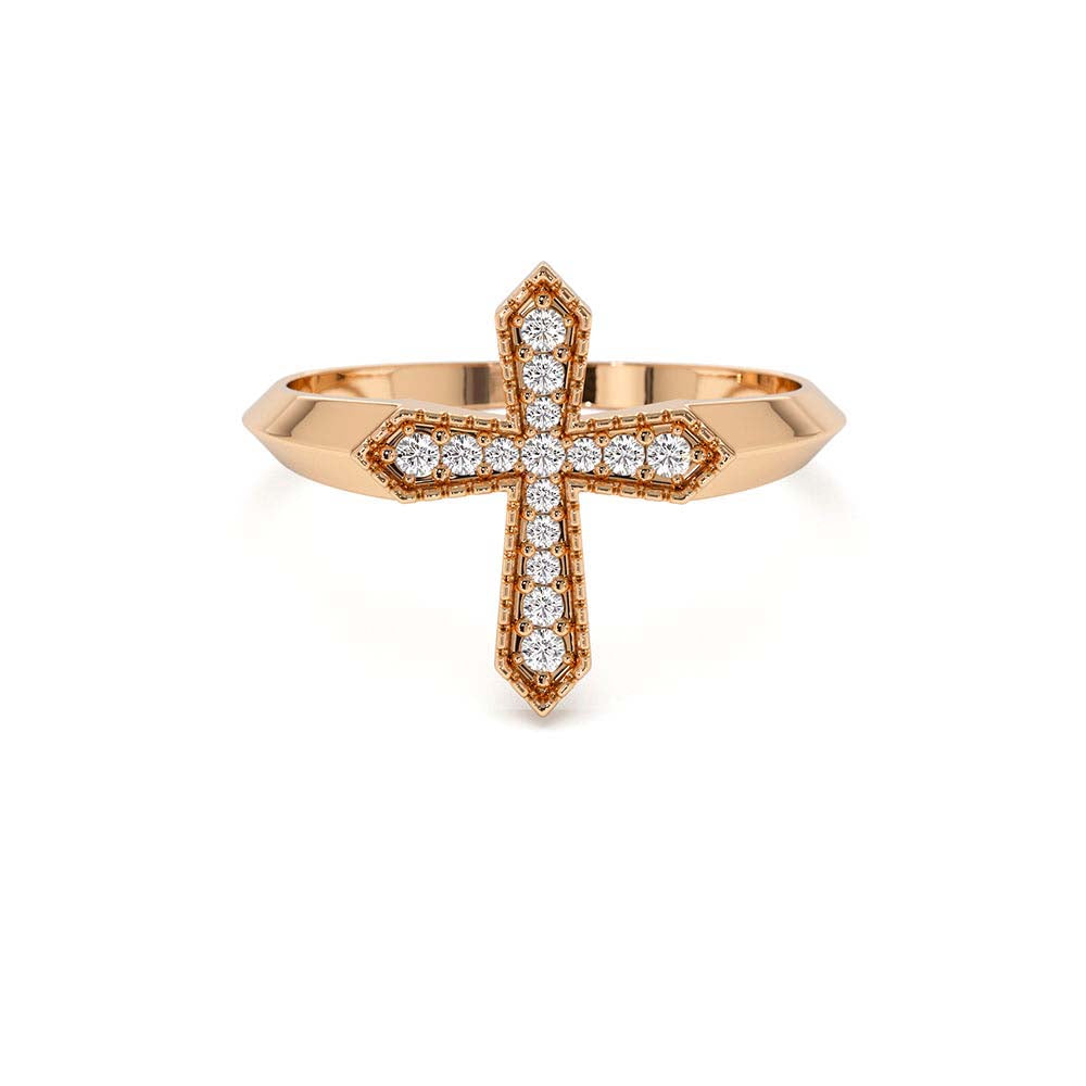 14K Diamond Cross Ring - view 2