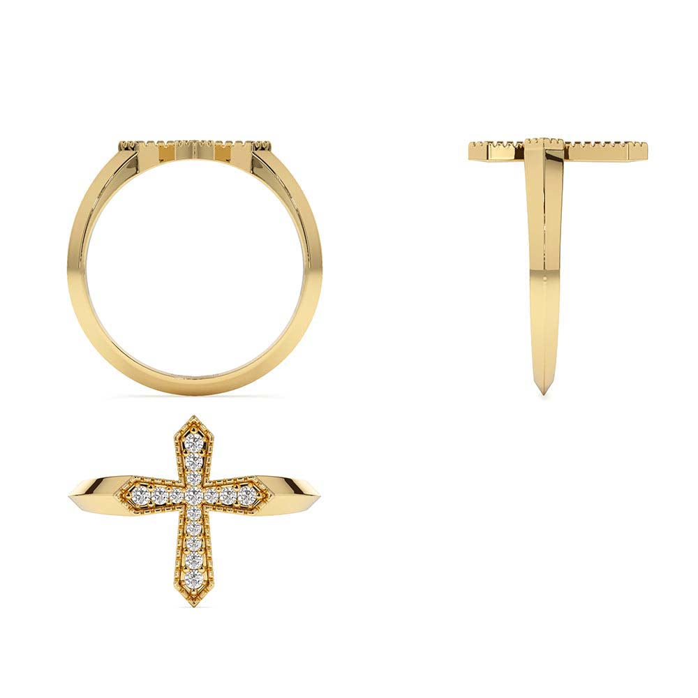 14K Diamond Cross Ring - view 5