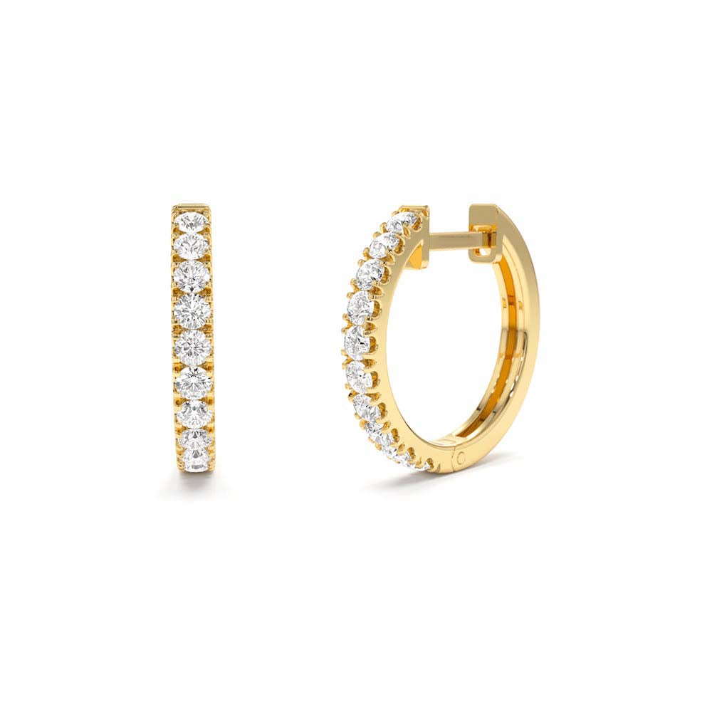 14K Diamond Huggies Earrings 16MM by Orlina Fine