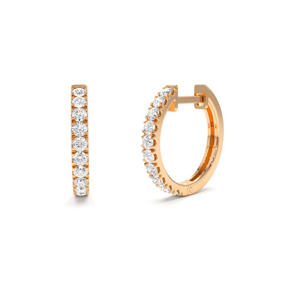 14K Diamond Huggies Earrings 16MM - view 2