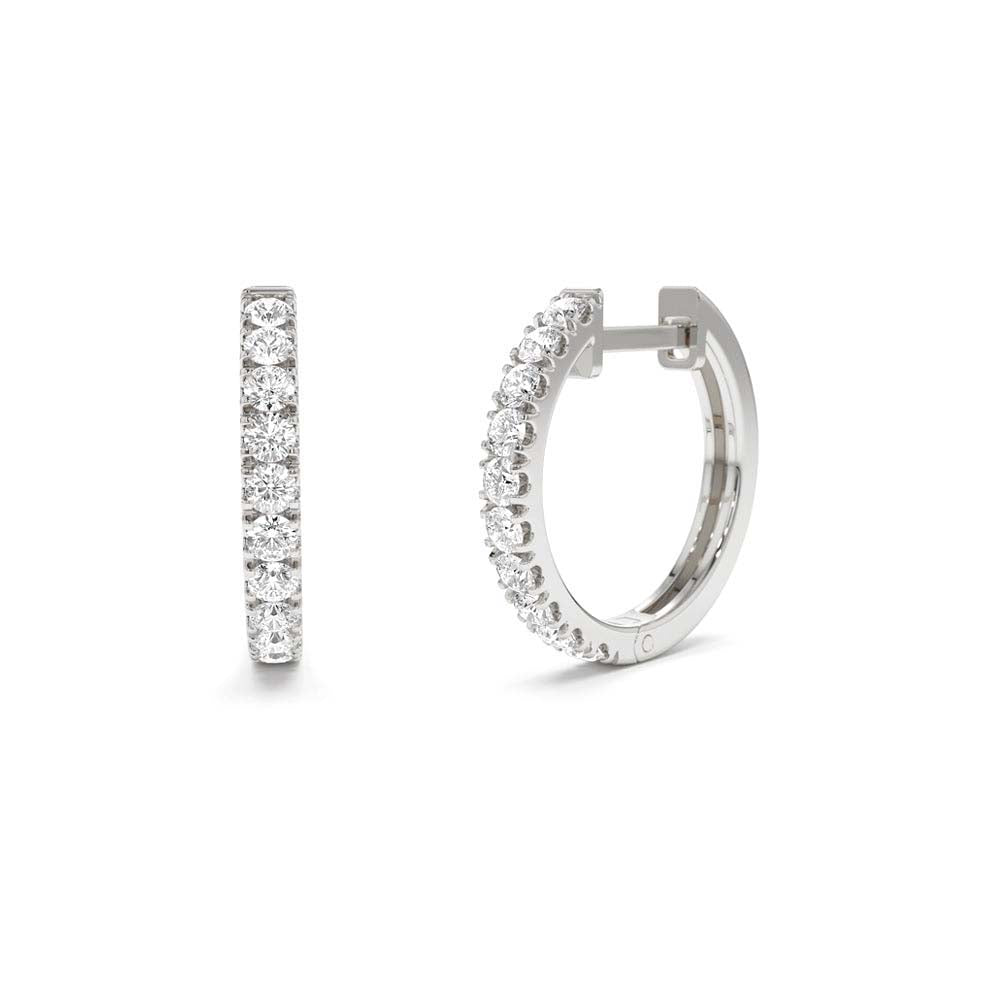 14K Diamond Huggies Earrings 16MM - view 3