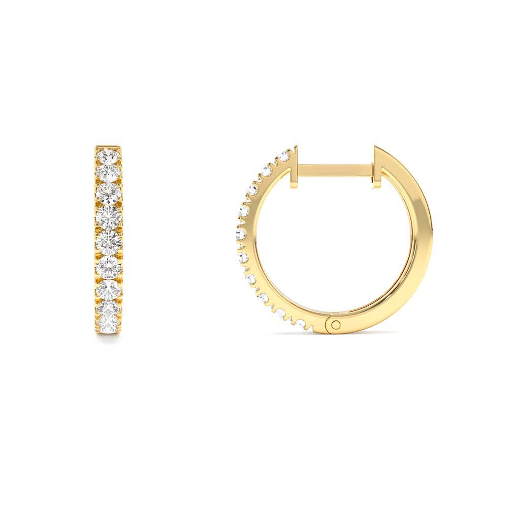 14K Diamond Huggies Earrings 16MM - view 4