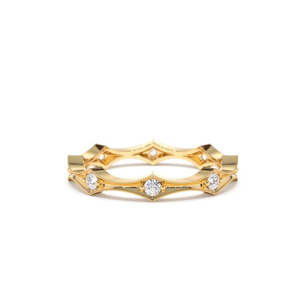 14K Stackable Arte Deco Diamond Wedding Band by Orlina Fine