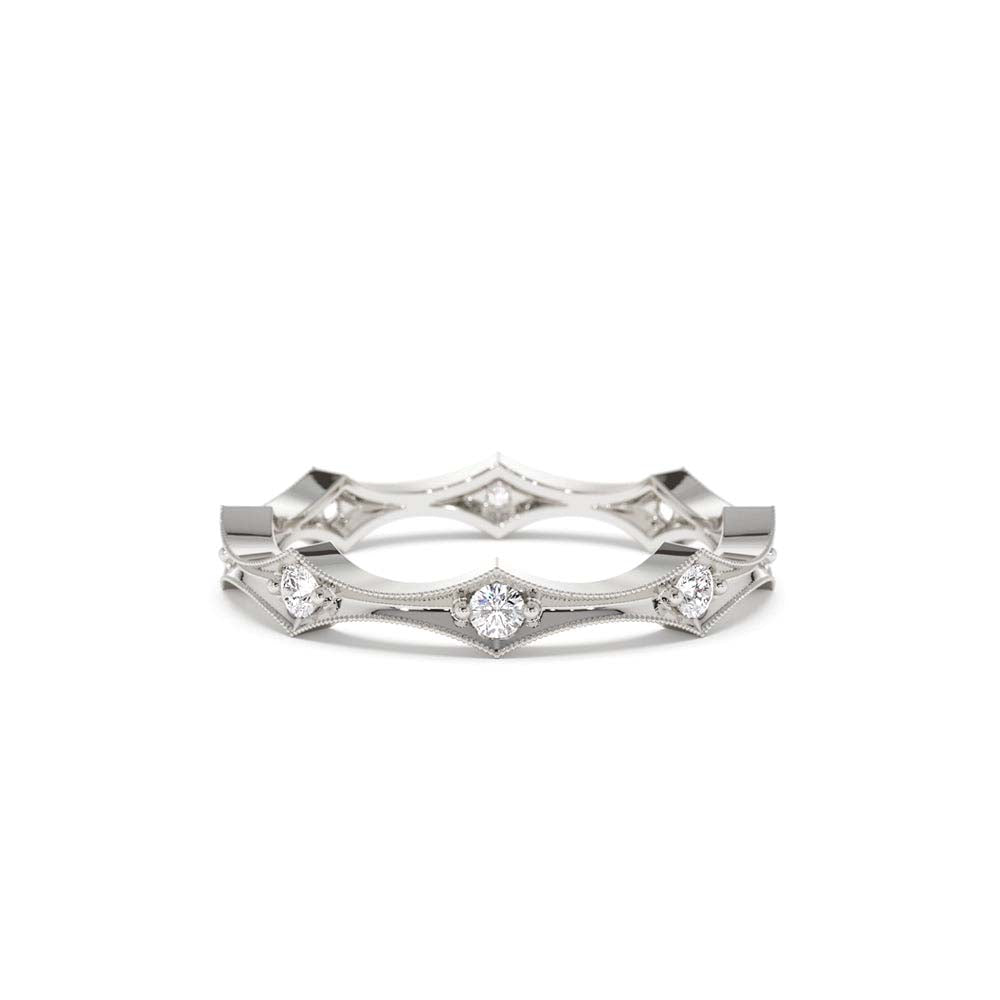 14K Stackable Arte Deco Diamond Wedding Band - view 3