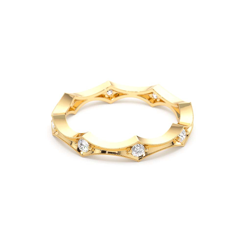 14K Stackable Arte Deco Diamond Wedding Band - view 4